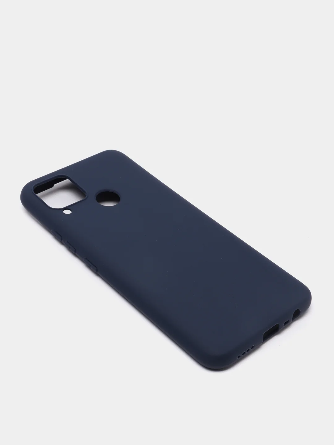 Синий меланж чехол-накладка для Realme C25 из силикона, с матовым покрытием и бортиком
