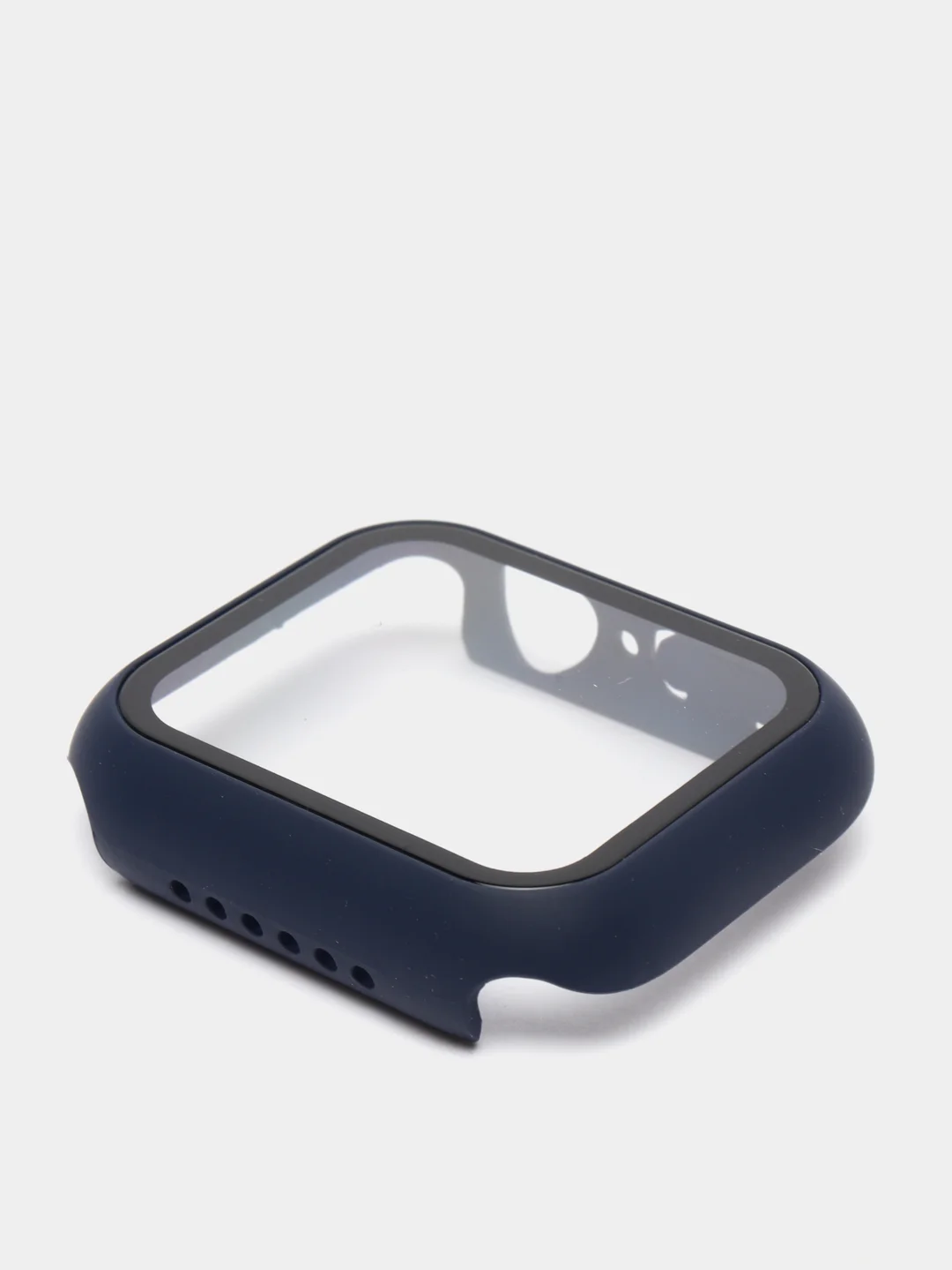 Темно-синий силиконовый ремешок + защитная накладка со стеклом на корпус Apple Watch 40 mm