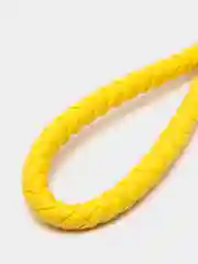 Желтый кожаный плетеный брелок с кольцом