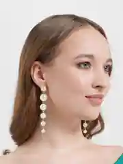 Бежевый меланж длинные серьги-подвески, с жемчугом, массивные