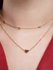 Золотой двойное колье с подвеской сердечком