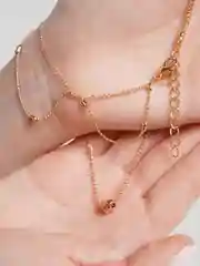 Золотой двойное колье с подвеской сердечком