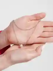 Серебряный двухуровневая цепочка с жемчужиной