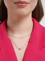Серебряный двухуровневая цепочка с жемчужиной