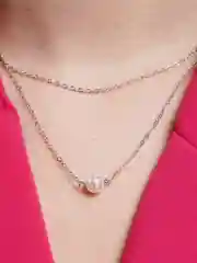 Серебряный двухуровневая цепочка с жемчужиной
