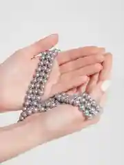Серебряный бусы из искусственного жемчуга/Длинные бусы/Жемчуг