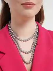 Серебряный бусы из искусственного жемчуга/Длинные бусы/Жемчуг