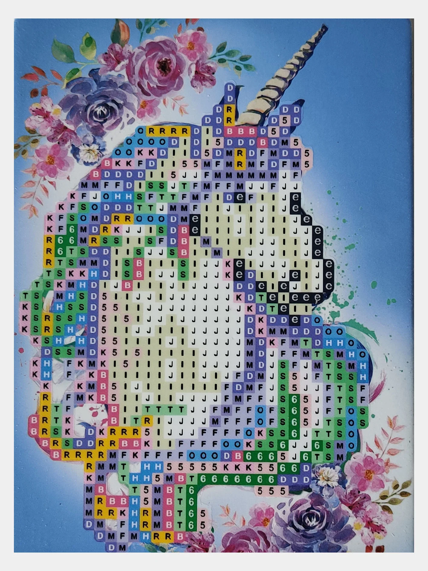 Голубой алмазная мозаика 10*15 см "Единорог"
