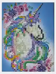 Голубой алмазная мозаика 10*15 см "Единорог"