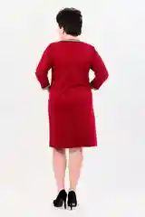 Платье прямое с длинным рукавом, бордо (48, 50)