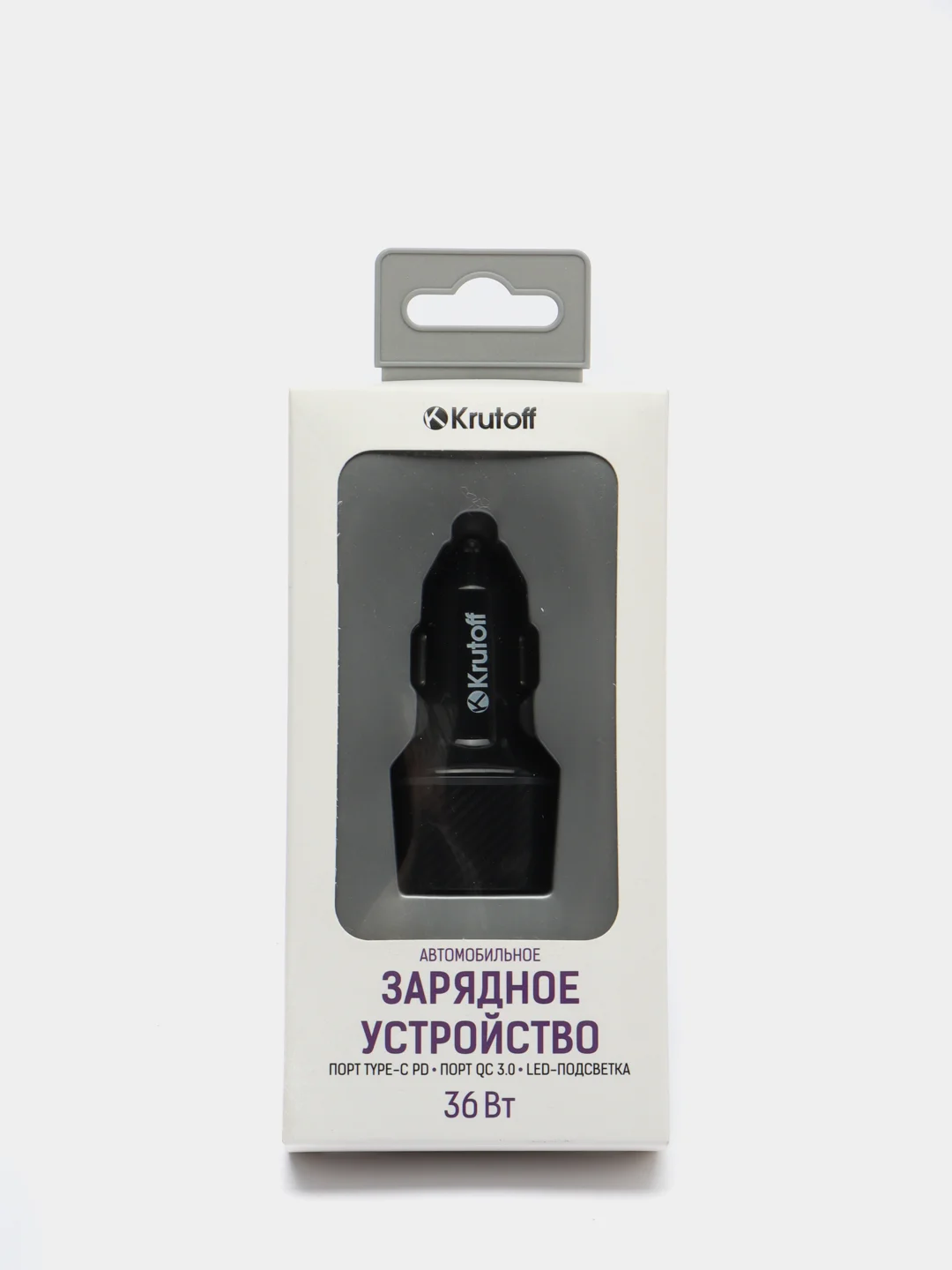 Автомобильное зарядное устройство Krutoff CCH-02, 2xUSB, 2.4A, QC 3.0, 30W