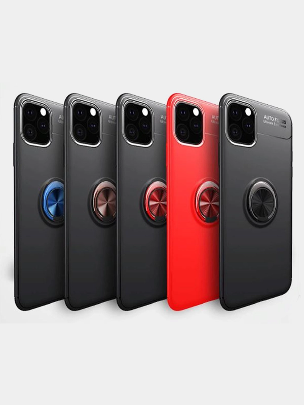 Чехол для Iphone Айфон 12 pro max с кольцом, розовый, красный