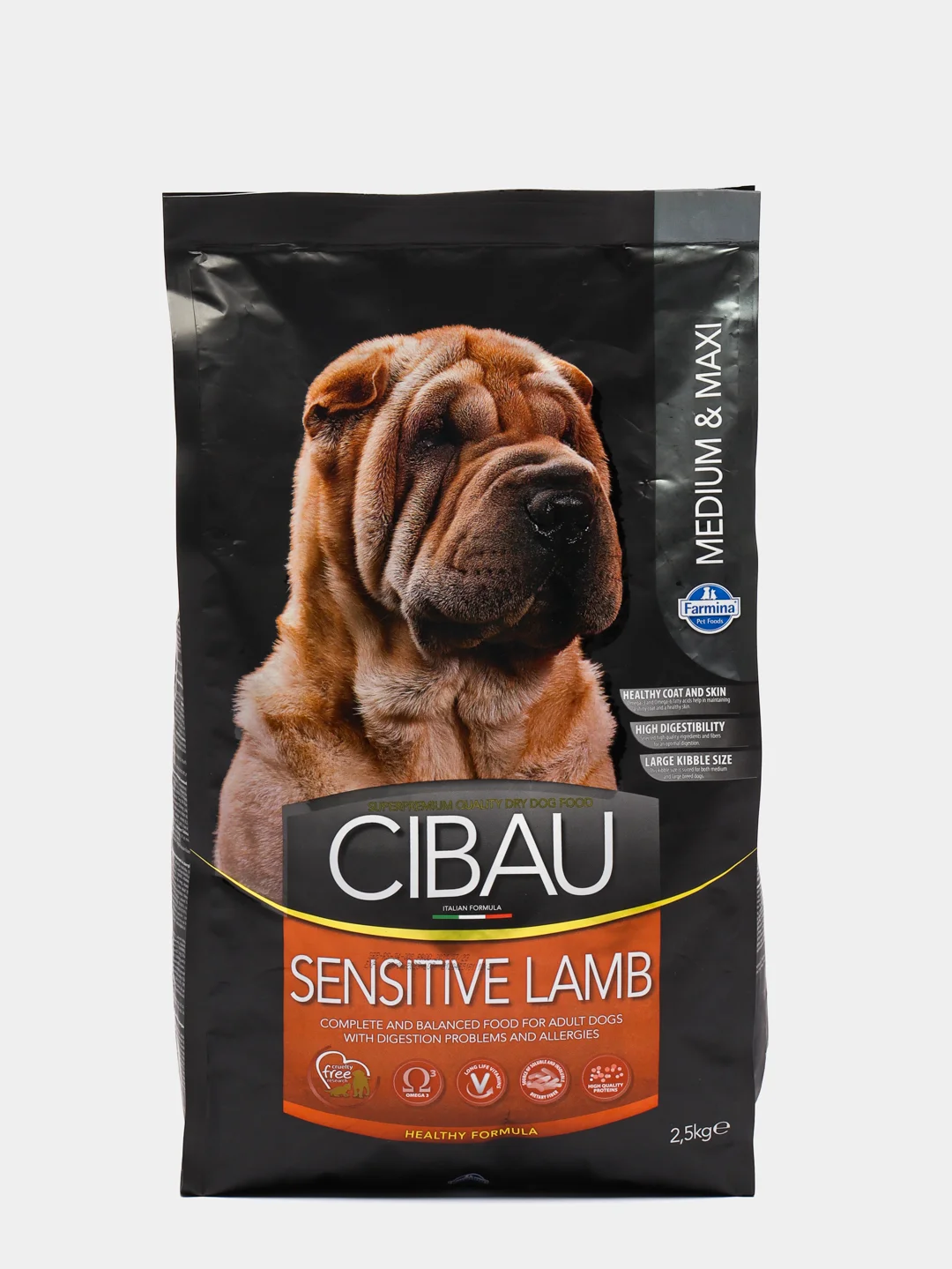 Корм сухой Farmina Cibau Sensitive, для собак средних и крупных пород, ягненок, 2,5 кг
