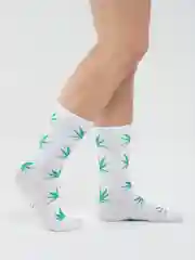 Зеленый носки мужские удлинённые с принтом