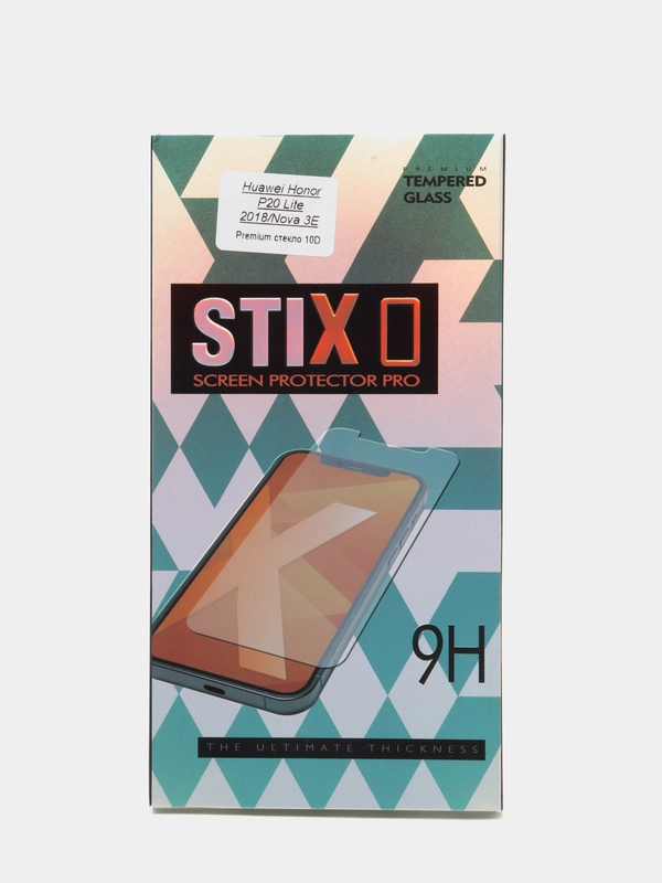 Защитное стекло STiX 10D Honor P20 Lite 2018/Nova 3E с рамкой, черное в упаковке