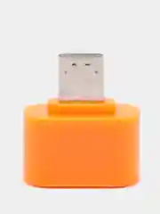 Оранжевый переходник OTG  USB - MicroUSB