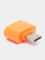 Оранжевый переходник OTG  USB - MicroUSB
