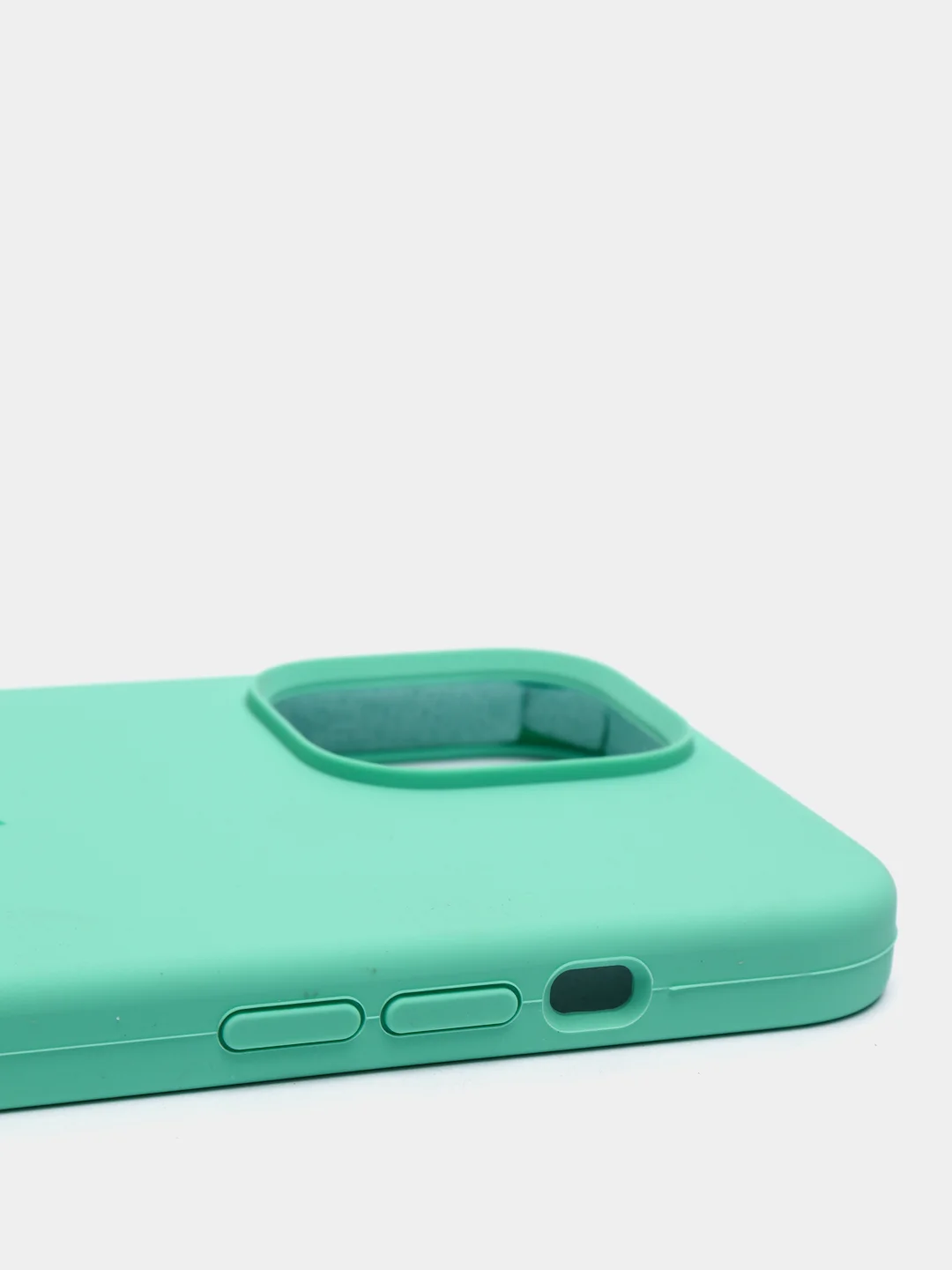Бирюзовый чехол iPhone 13 Pro Max 6.7" Силиконовый с логотипом (Silicone Case) Закрытый низ