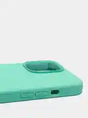 Бирюзовый чехол iPhone 13 Pro Max 6.7" Силиконовый с логотипом (Silicone Case) Закрытый низ