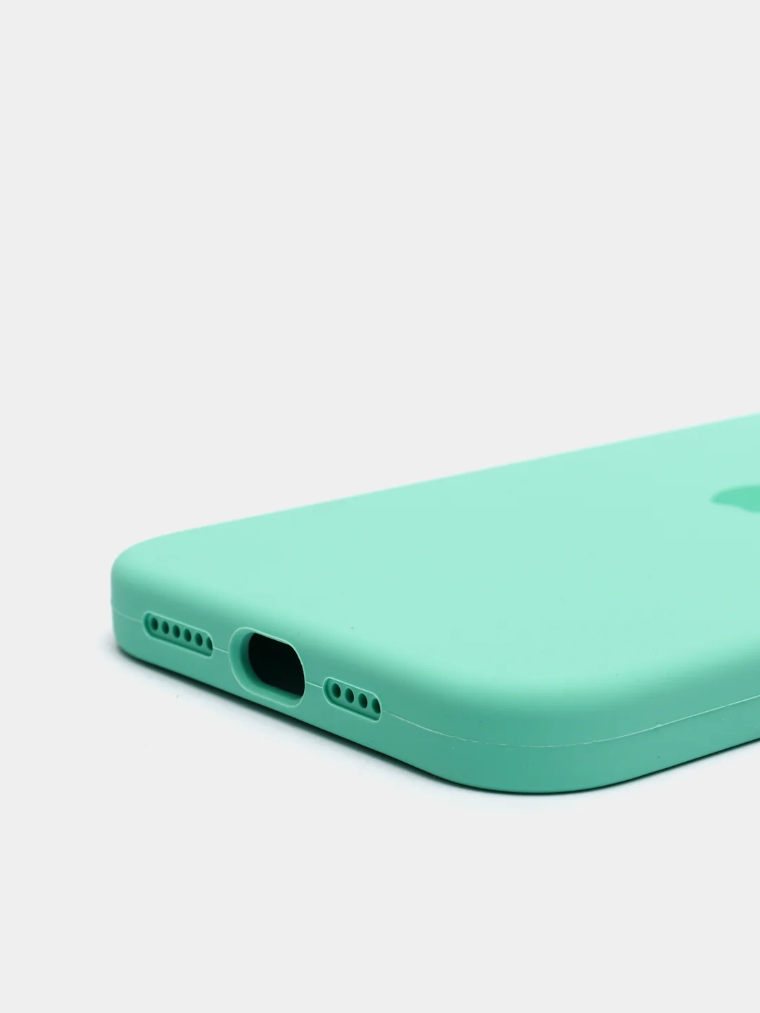 Бирюзовый чехол iPhone 13 Pro Max 6.7" Силиконовый с логотипом (Silicone Case) Закрытый низ