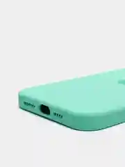 Бирюзовый чехол iPhone 13 Pro Max 6.7" Силиконовый с логотипом (Silicone Case) Закрытый низ