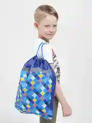 Мешок для обуви №1 School "Клетка синяя", 370 x 470 мм, со светоотражателем