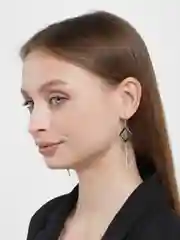 Серебряный длинные висячие серьги-цепочки с ромбами