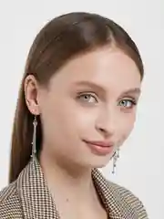 Длинные, висячие серьги с кисточками-цепочками и бусинками  в стиле ретро