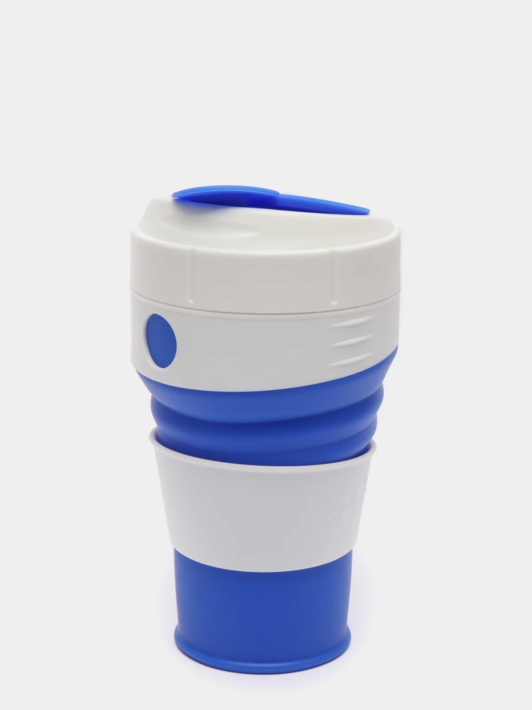 Синий силиконовый складной стакан для напитков Collapsible Coffee Cup 450 мл, 5 цветов