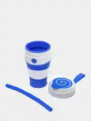 Синий силиконовый складной стакан для напитков Collapsible Coffee Cup 450 мл, 5 цветов