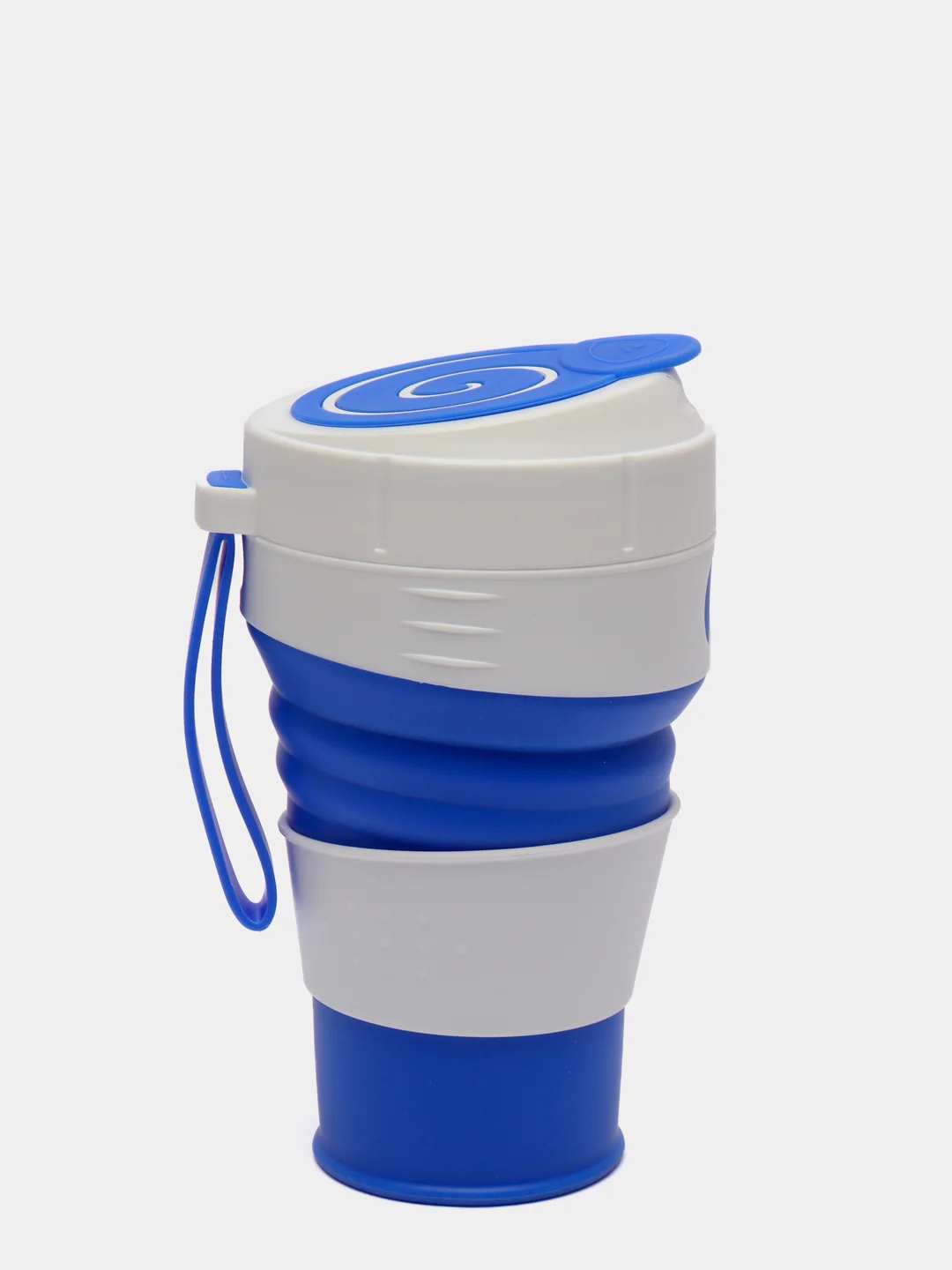 Синий силиконовый складной стакан для напитков Collapsible Coffee Cup 450 мл, 5 цветов