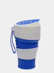 Синий силиконовый складной стакан для напитков Collapsible Coffee Cup 450 мл, 5 цветов