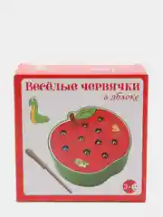 Зеленый развивающая игра для детей, магнитная рыбалка "Поймай червяка" деревянная игрушка