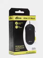 Черный мышь проводная Ritmix ROM-111 (оптическая, 3 кн., USB, 800 dpi)