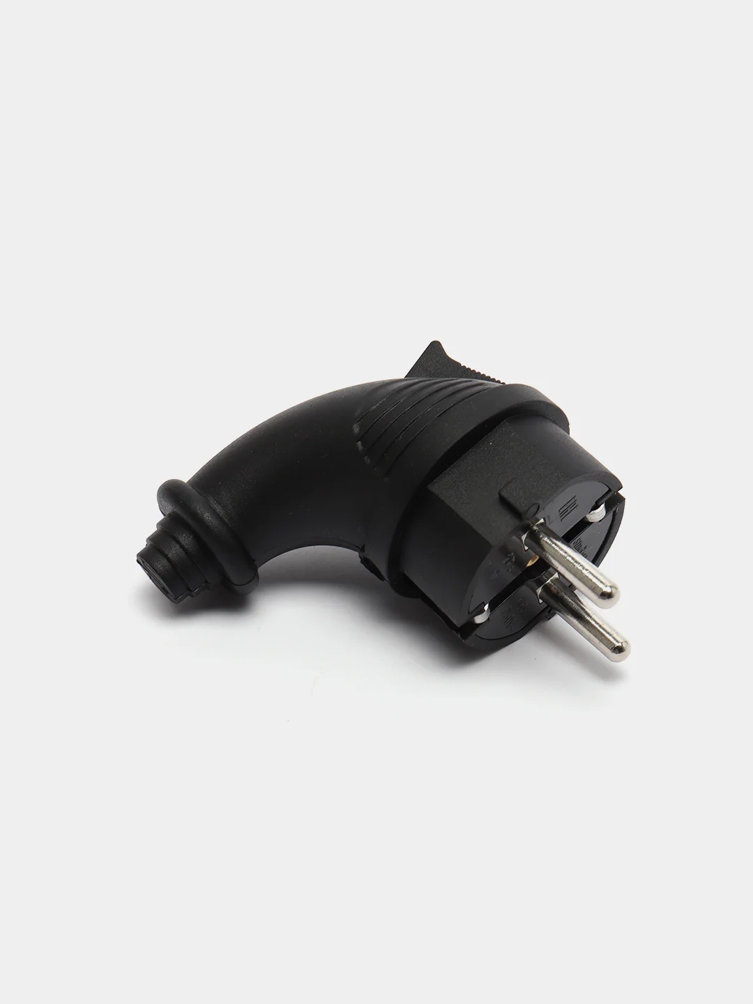 Вилка электрическая угловая каучуковая 230В, 2P+PE, 16A, IP44, Smartbuy каучук