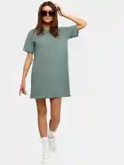 Зелёный хаки платье-футболка Оversize однотонное, короткое