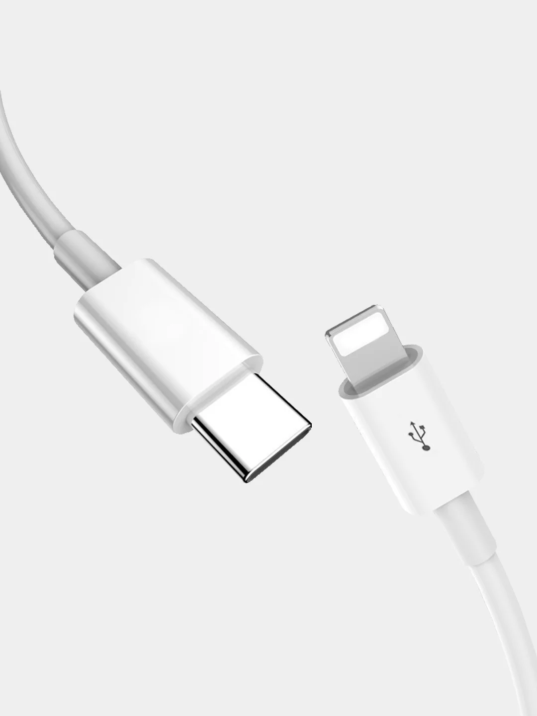 Белый кабель для iPhone lightning type-c быстрая зарядка лайтинг