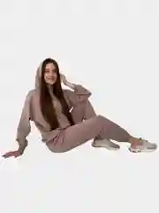 Бежевый меланж спортивный костюм женский