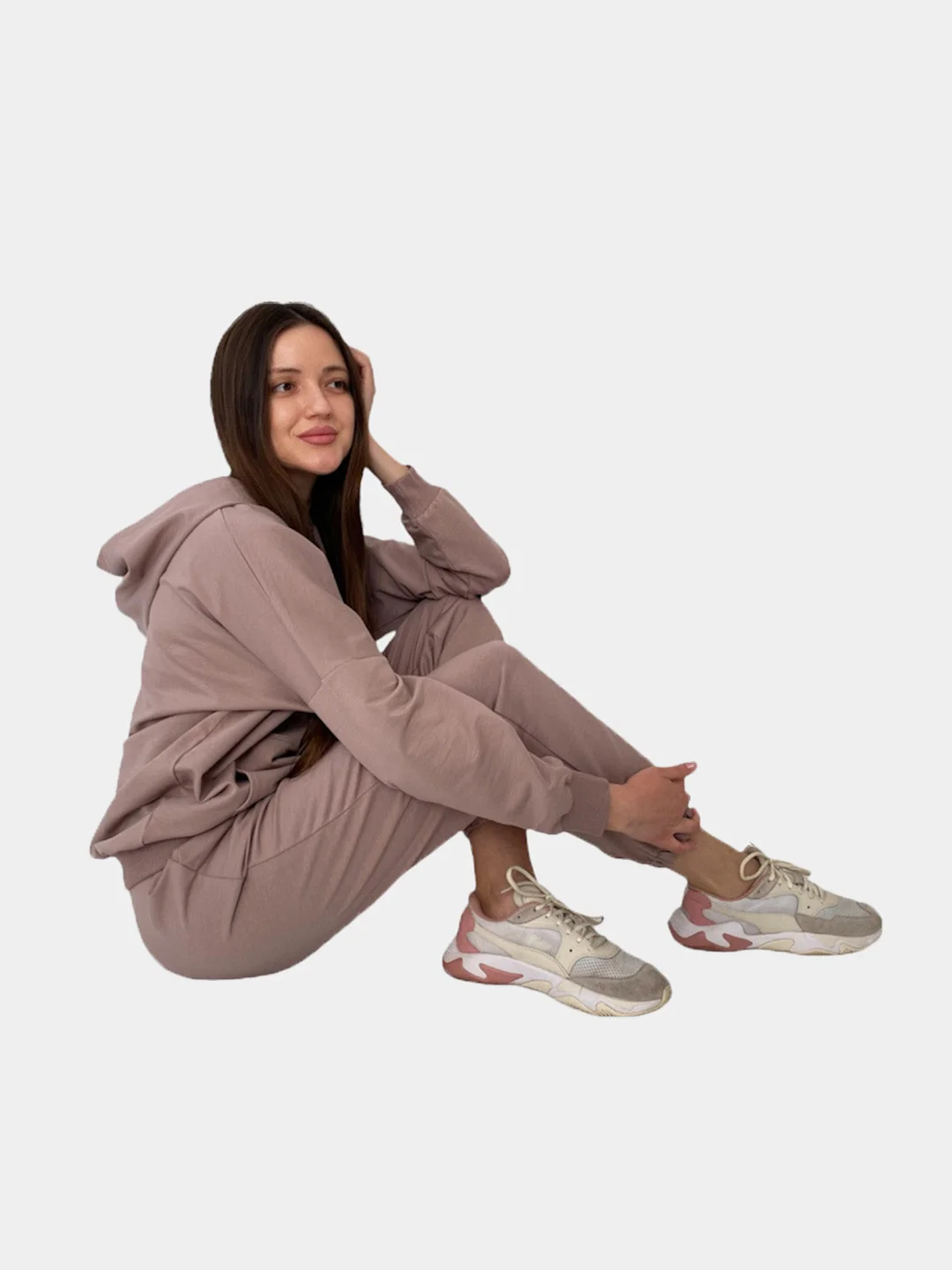 Бежевый меланж спортивный костюм женский