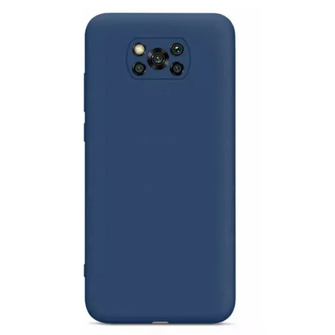 Темно-синий силиконовый чехол Xiaomi Poco X3 / Poco X3 Pro, однотонный, с защитой камеры