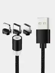 Угольный магнитный кабель для зарядки Micro USB, Type C, Lightning
