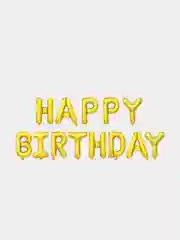 Золотой гирлянда-растяжка из воздушных шаров "С днем рождения" / "Happy Birthday", на праздник