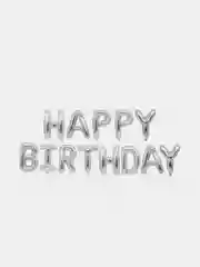 Пудровый гирлянда-растяжка из воздушных шаров "С днем рождения" / "Happy Birthday", на праздник