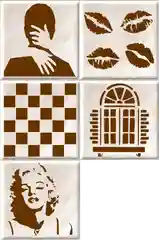 Набор трафаретов  Поп-арт Luxart Templete Tile  5 шт. размер 10х10 см, толщина 0,7 мм