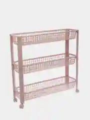 Розовый этажерка Idea, на колесах, 3 секции