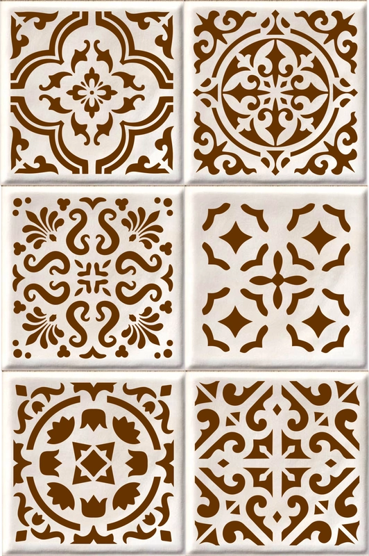 Набор трафаретов  Азулежу 1 Luxart Templete Tile  6 шт. размер 10х10 см, толщина 0,7 мм