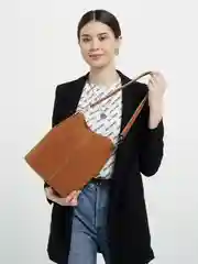 Терракотовый женская сумка с матовой тканью