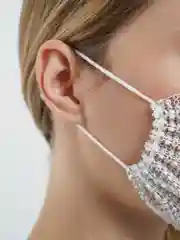 Белый многоразовая маска для лица со стразами