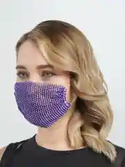 Фиолетовый многоразовая маска для лица со стразами