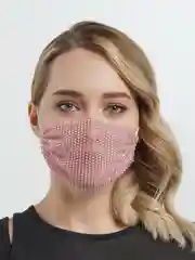 Розовый многоразовая маска для лица со стразами